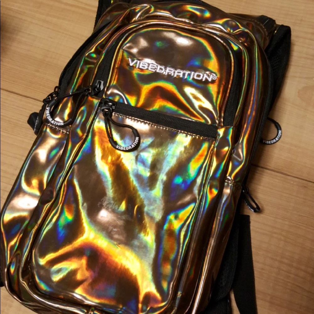 VIBEDRATION Gold Holographic Rave H2O Backpack